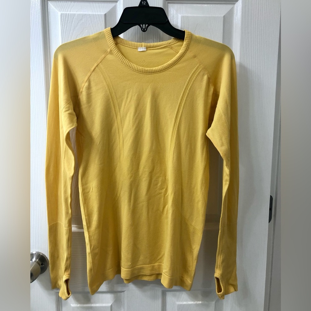 Athleta Momentum Yellow Long Sleeve Top SMALL